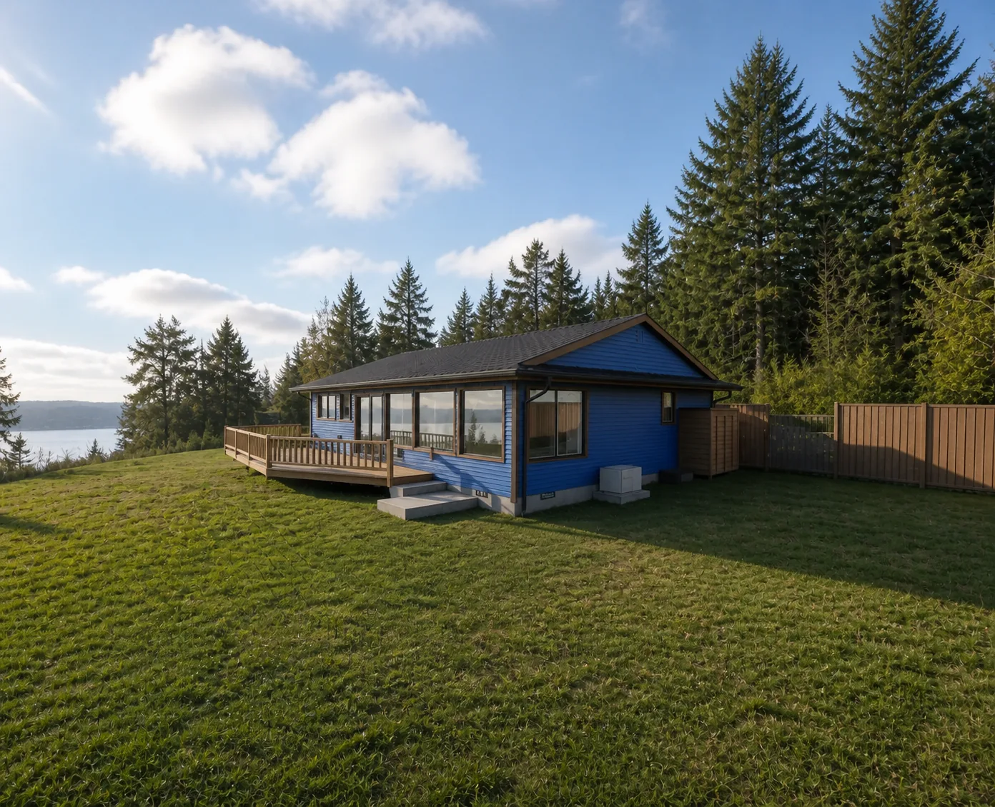 Existing Whidbey Island patio before a hot-tub and deck remodel