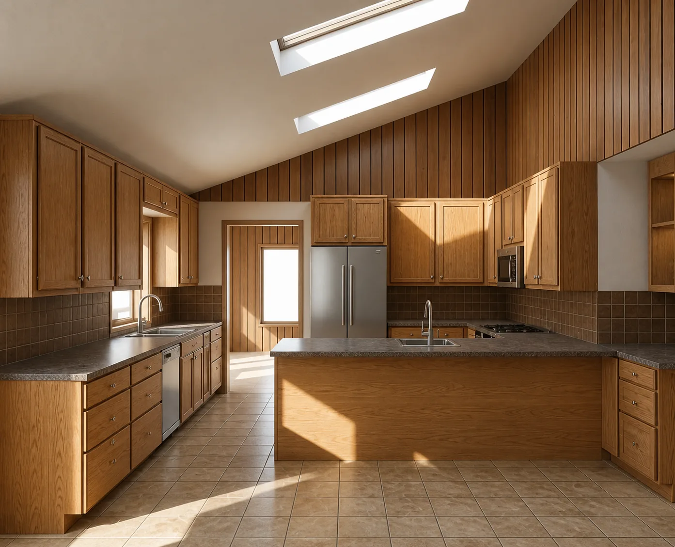 Existing rustic kitchen before a modern Whidbey Island remodel