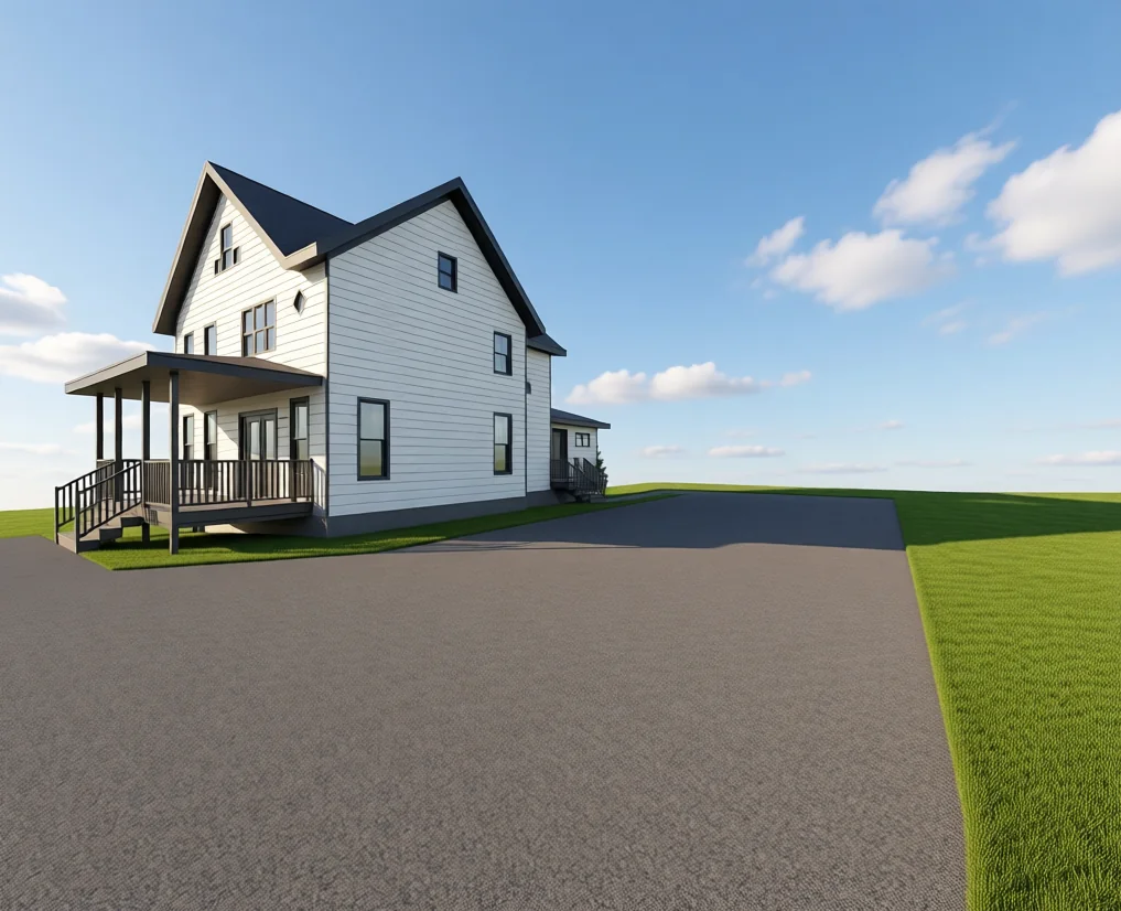 Existing house massing studied before a garage and shop addition